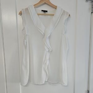 Le Chateau Ivory Ruffle Sleeveless Top